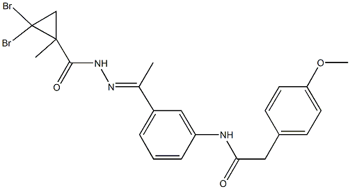 N-(3-{N-[(2,2-dibromo-1-methylcyclopropyl)carbonyl]ethanehydrazonoyl}phenyl)-2-(4-methoxyphenyl)acetamide Structure