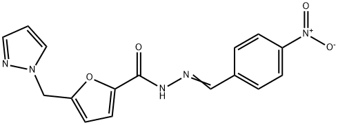 N'-{4-nitrobenzylidene}-5-(1H-pyrazol-1-ylmethyl)-2-furohydrazide Structure