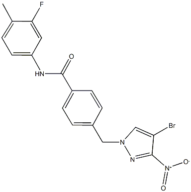 4-({4-bromo-3-nitro-1H-pyrazol-1-yl}methyl)-N-(3-fluoro-4-methylphenyl)benzamide Structure