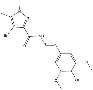 4-bromo-N'-(4-hydroxy-3,5-dimethoxybenzylidene)-1,5-dimethyl-1H-pyrazole-3-carbohydrazide Struktur
