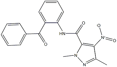 N-(2-benzoylphenyl)-4-nitro-1,3-dimethyl-1H-pyrazole-5-carboxamide Struktur