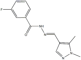 N'-[(1,5-dimethyl-1H-pyrazol-4-yl)methylene]-3-fluorobenzohydrazide Struktur