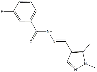 N'-[(1,5-dimethyl-1H-pyrazol-4-yl)methylene]-3-fluorobenzohydrazide Structure