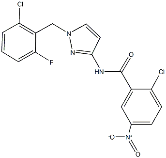 2-chloro-N-[1-(2-chloro-6-fluorobenzyl)-1H-pyrazol-3-yl]-5-nitrobenzamide Structure