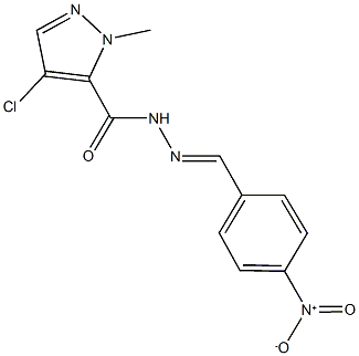4-chloro-N'-{4-nitrobenzylidene}-1-methyl-1H-pyrazole-5-carbohydrazide 化学構造式