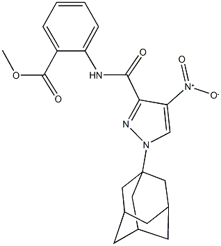 methyl 2-[({1-(1-adamantyl)-4-nitro-1H-pyrazol-3-yl}carbonyl)amino]benzoate Struktur