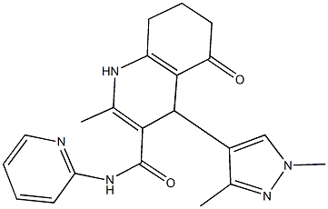 4-(1,3-dimethyl-1H-pyrazol-4-yl)-2-methyl-5-oxo-N-(2-pyridinyl)-1,4,5,6,7,8-hexahydro-3-quinolinecarboxamide 结构式