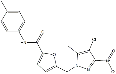 5-({4-chloro-3-nitro-5-methyl-1H-pyrazol-1-yl}methyl)-N-(4-methylphenyl)-2-furamide,515177-51-2,结构式