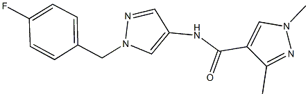 N-[1-(4-fluorobenzyl)-1H-pyrazol-4-yl]-1,3-dimethyl-1H-pyrazole-4-carboxamide 化学構造式