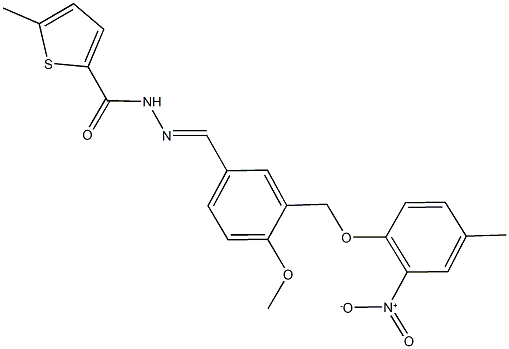 N'-[3-({2-nitro-4-methylphenoxy}methyl)-4-methoxybenzylidene]-5-methyl-2-thiophenecarbohydrazide Structure