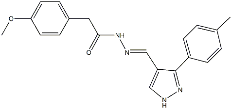 2-(4-methoxyphenyl)-N'-{[3-(4-methylphenyl)-1H-pyrazol-4-yl]methylene}acetohydrazide 化学構造式