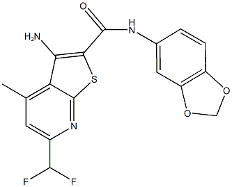 3-amino-N-(1,3-benzodioxol-5-yl)-6-(difluoromethyl)-4-methylthieno[2,3-b]pyridine-2-carboxamide Structure