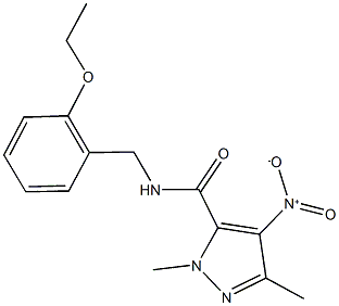 N-(2-ethoxybenzyl)-4-nitro-1,3-dimethyl-1H-pyrazole-5-carboxamide Struktur