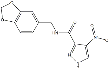 N-(1,3-benzodioxol-5-ylmethyl)-4-nitro-1H-pyrazole-3-carboxamide Structure