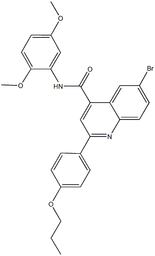 6-bromo-N-(2,5-dimethoxyphenyl)-2-(4-propoxyphenyl)-4-quinolinecarboxamide,515830-12-3,结构式