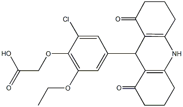 [2-chloro-4-(1,8-dioxo-1,2,3,4,5,6,7,8,9,10-decahydro-9-acridinyl)-6-ethoxyphenoxy]acetic acid,515831-32-0,结构式