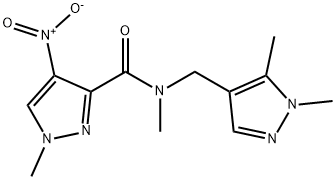 N-[(1,5-dimethyl-1H-pyrazol-4-yl)methyl]-4-nitro-N,1-dimethyl-1H-pyrazole-3-carboxamide Structure