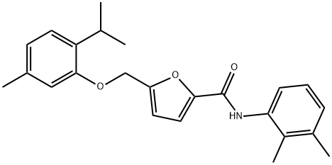 N-(2,3-dimethylphenyl)-5-[(2-isopropyl-5-methylphenoxy)methyl]-2-furamide 化学構造式