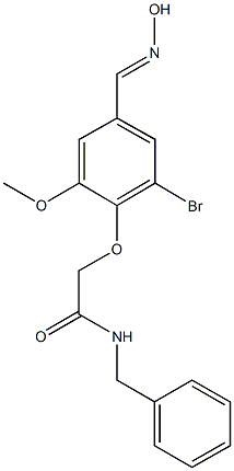 N-benzyl-2-{2-bromo-4-[(hydroxyimino)methyl]-6-methoxyphenoxy}acetamide Struktur