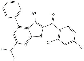 [3-amino-6-(difluoromethyl)-4-phenylthieno[2,3-b]pyridin-2-yl](2,4-dichlorophenyl)methanone Structure