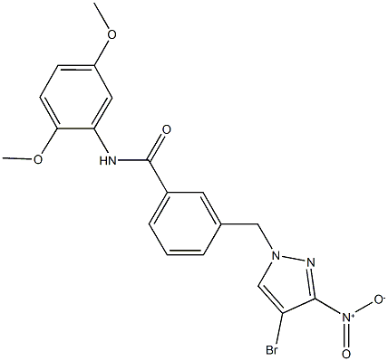 3-({4-bromo-3-nitro-1H-pyrazol-1-yl}methyl)-N-(2,5-dimethoxyphenyl)benzamide Struktur