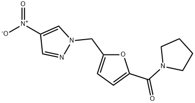 4-nitro-1-{[5-(1-pyrrolidinylcarbonyl)-2-furyl]methyl}-1H-pyrazole Struktur