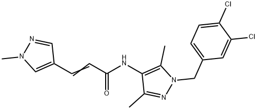 N-[1-(3,4-dichlorobenzyl)-3,5-dimethyl-1H-pyrazol-4-yl]-3-(1-methyl-1H-pyrazol-4-yl)acrylamide Struktur