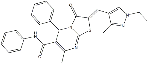 2-[(1-ethyl-3-methyl-1H-pyrazol-4-yl)methylene]-7-methyl-3-oxo-N,5-diphenyl-2,3-dihydro-5H-[1,3]thiazolo[3,2-a]pyrimidine-6-carboxamide Structure