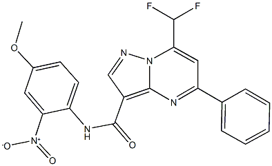 7-(difluoromethyl)-N-{2-nitro-4-methoxyphenyl}-5-phenylpyrazolo[1,5-a]pyrimidine-3-carboxamide 化学構造式