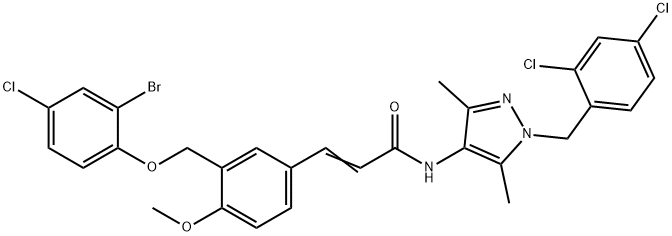 3-{3-[(2-bromo-4-chlorophenoxy)methyl]-4-methoxyphenyl}-N-[1-(2,4-dichlorobenzyl)-3,5-dimethyl-1H-pyrazol-4-yl]acrylamide Structure