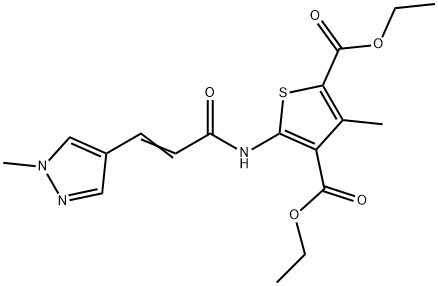 diethyl 3-methyl-5-{[3-(1-methyl-1H-pyrazol-4-yl)acryloyl]amino}-2,4-thiophenedicarboxylate|