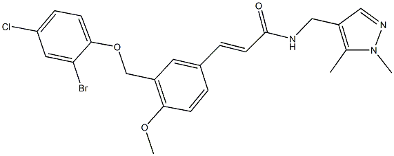 3-{3-[(2-bromo-4-chlorophenoxy)methyl]-4-methoxyphenyl}-N-[(1,5-dimethyl-1H-pyrazol-4-yl)methyl]acrylamide Structure