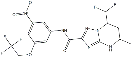 7-(difluoromethyl)-N-[3-nitro-5-(2,2,2-trifluoroethoxy)phenyl]-5-methyl-4,5,6,7-tetrahydro[1,2,4]triazolo[1,5-a]pyrimidine-2-carboxamide 结构式