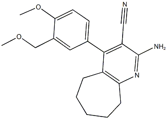 2-amino-4-[4-methoxy-3-(methoxymethyl)phenyl]-6,7,8,9-tetrahydro-5H-cyclohepta[b]pyridine-3-carbonitrile 结构式