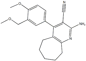 2-amino-4-[4-methoxy-3-(methoxymethyl)phenyl]-6,7,8,9-tetrahydro-5H-cyclohepta[b]pyridine-3-carbonitrile Struktur