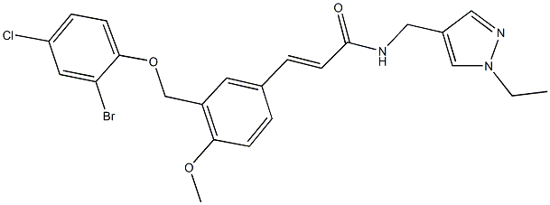 3-{3-[(2-bromo-4-chlorophenoxy)methyl]-4-methoxyphenyl}-N-[(1-ethyl-1H-pyrazol-4-yl)methyl]acrylamide,515858-64-7,结构式