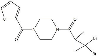 1-[(2,2-dibromo-1-methylcyclopropyl)carbonyl]-4-(2-furoyl)piperazine Structure