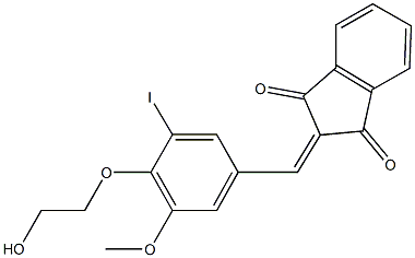 2-[4-(2-hydroxyethoxy)-3-iodo-5-methoxybenzylidene]-1H-indene-1,3(2H)-dione 结构式