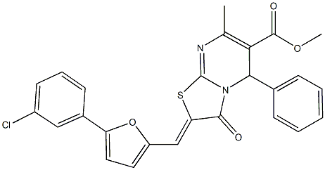 methyl 2-{[5-(3-chlorophenyl)-2-furyl]methylene}-7-methyl-3-oxo-5-phenyl-2,3-dihydro-5H-[1,3]thiazolo[3,2-a]pyrimidine-6-carboxylate|