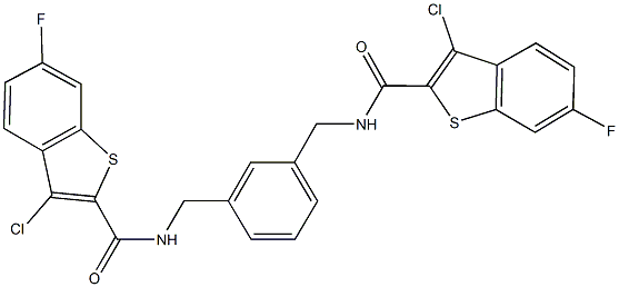 3-chloro-N-[3-({[(3-chloro-6-fluoro-1-benzothien-2-yl)carbonyl]amino}methyl)benzyl]-6-fluoro-1-benzothiophene-2-carboxamide Structure