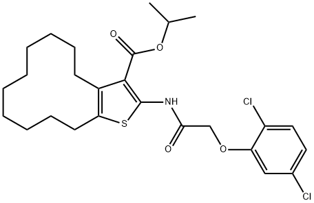 isopropyl 2-{[(2,5-dichlorophenoxy)acetyl]amino}-4,5,6,7,8,9,10,11,12,13-decahydrocyclododeca[b]thiophene-3-carboxylate Structure