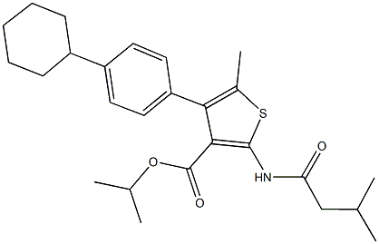 isopropyl 4-(4-cyclohexylphenyl)-5-methyl-2-[(3-methylbutanoyl)amino]-3-thiophenecarboxylate Struktur
