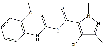 N-[(4-chloro-1,3-dimethyl-1H-pyrazol-5-yl)carbonyl]-N'-(2-methoxyphenyl)thiourea Structure