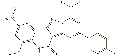 7-(difluoromethyl)-N-{4-nitro-2-methoxyphenyl}-5-(4-methylphenyl)pyrazolo[1,5-a]pyrimidine-3-carboxamide 化学構造式