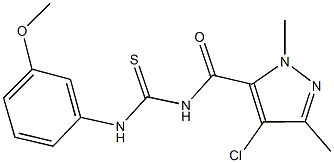 N-[(4-chloro-1,3-dimethyl-1H-pyrazol-5-yl)carbonyl]-N'-(3-methoxyphenyl)thiourea 化学構造式