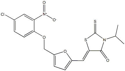 5-{[5-({4-chloro-2-nitrophenoxy}methyl)-2-furyl]methylene}-3-isopropyl-2-thioxo-1,3-thiazolidin-4-one,515874-35-8,结构式