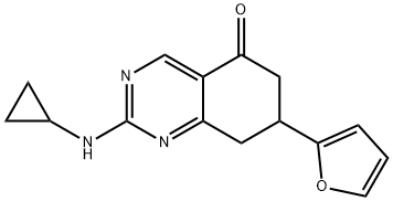 2-(cyclopropylamino)-7-(2-furyl)-7,8-dihydro-5(6H)-quinazolinone Structure