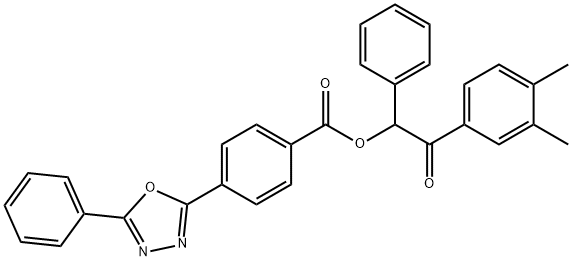 2-(3,4-dimethylphenyl)-2-oxo-1-phenylethyl 4-(5-phenyl-1,3,4-oxadiazol-2-yl)benzoate 结构式