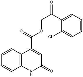 2-(2-chlorophenyl)-2-oxoethyl 2-hydroxy-4-quinolinecarboxylate 化学構造式