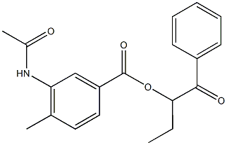 1-benzoylpropyl 3-(acetylamino)-4-methylbenzoate Struktur